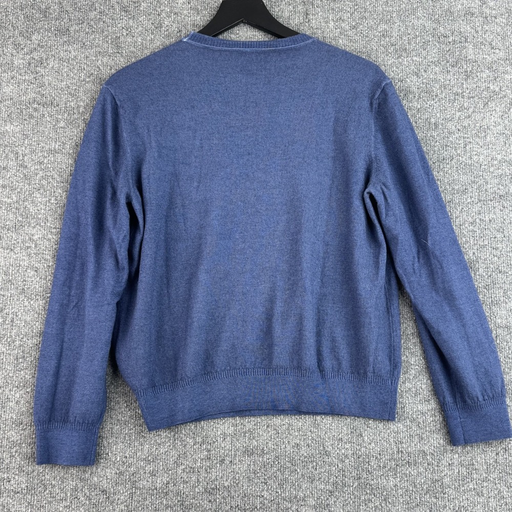 Patrick Assaraf Sweater Mens XL Blue 100% Extrafine Merino Wool Casual Crewneck - Picture 8 of 11